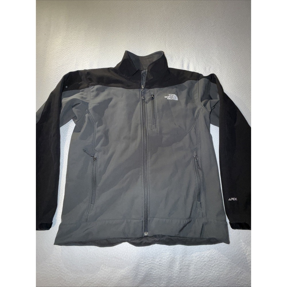 The North Face Mens TNF Apex Softshell Jacket Grey Black Size Large